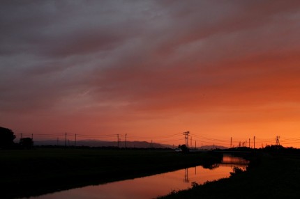 潟川の夕焼け